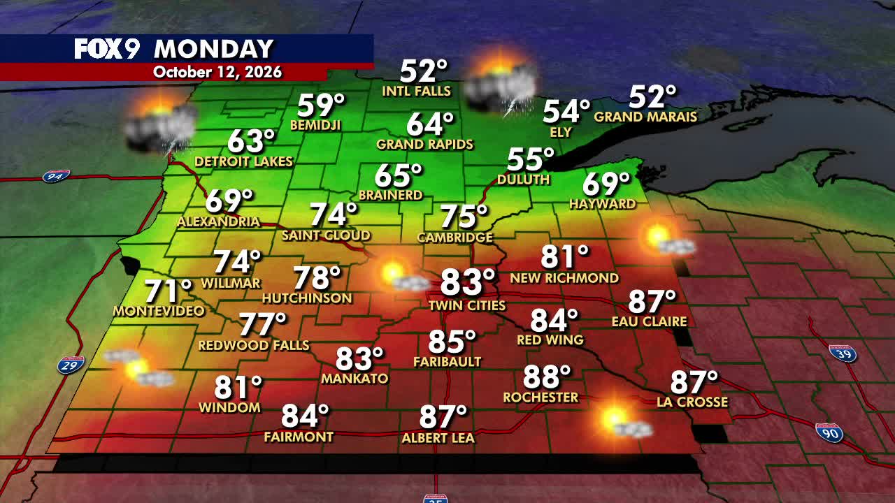 Minnesota weather: Summerlike warmth Monday before cooler Tuesday — FOX 9, Savage Community news